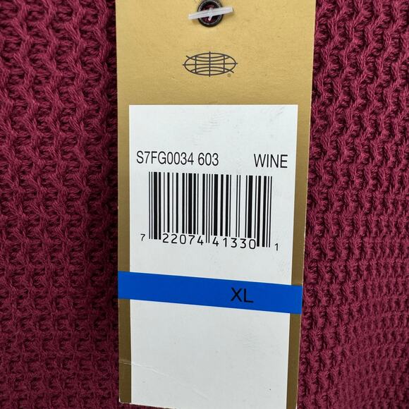 Savane sweater men's XL crew pullover waffle weave 100% cotton red wine NEW - Picture 7 of 8